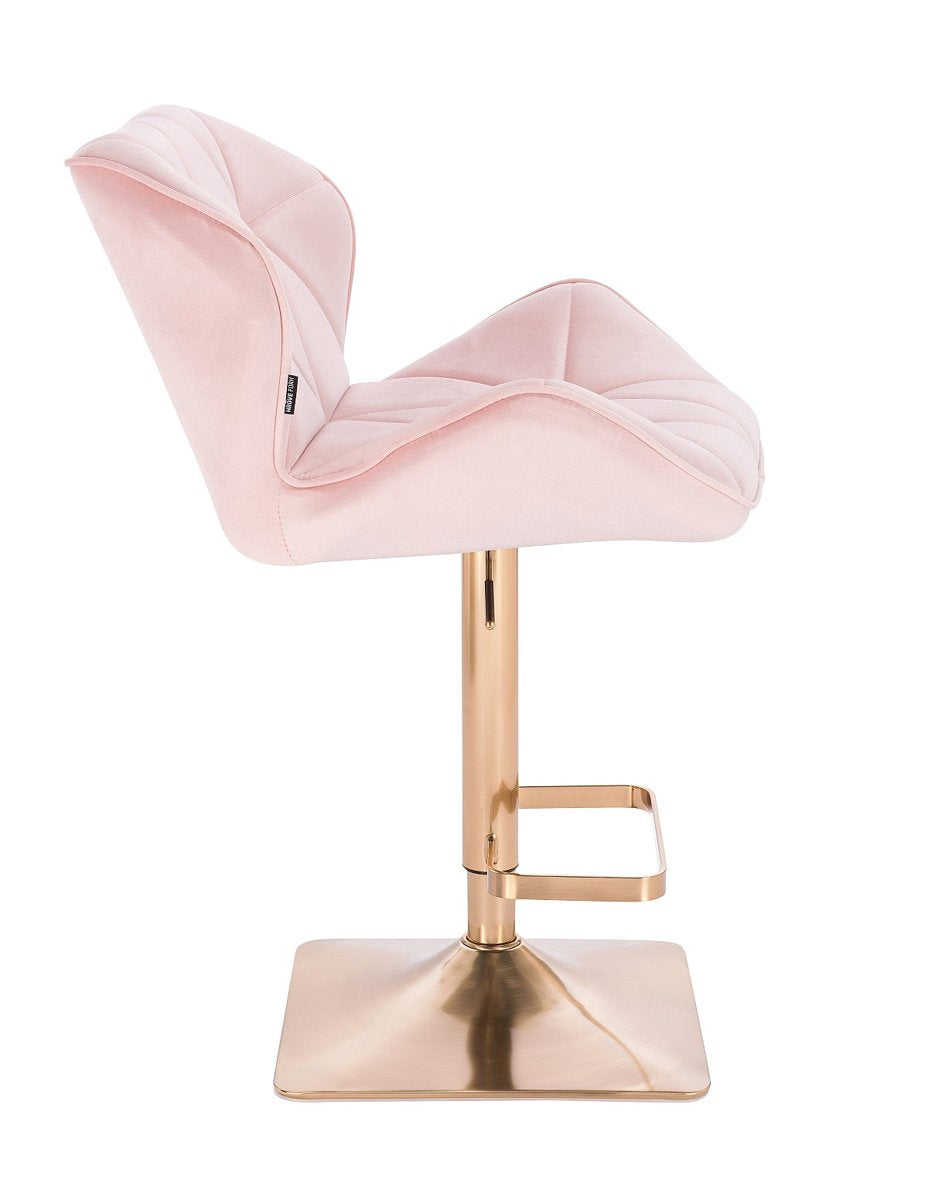 Verstellbarer Designer-Barhocker aus Samt mit goldenem Fuß