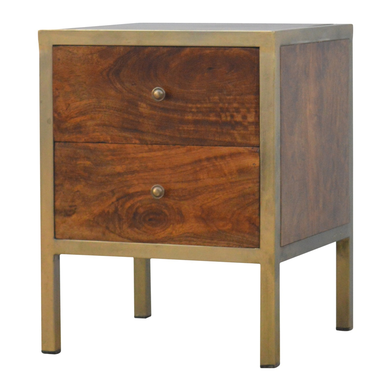 Gold Iron Frame Bedside Table