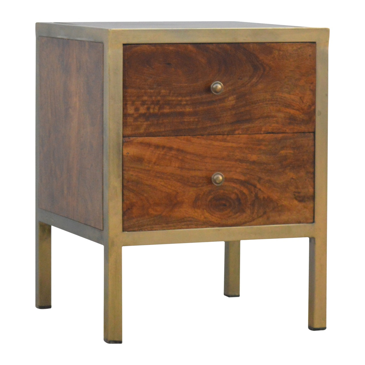 Gold Iron Frame Bedside Table