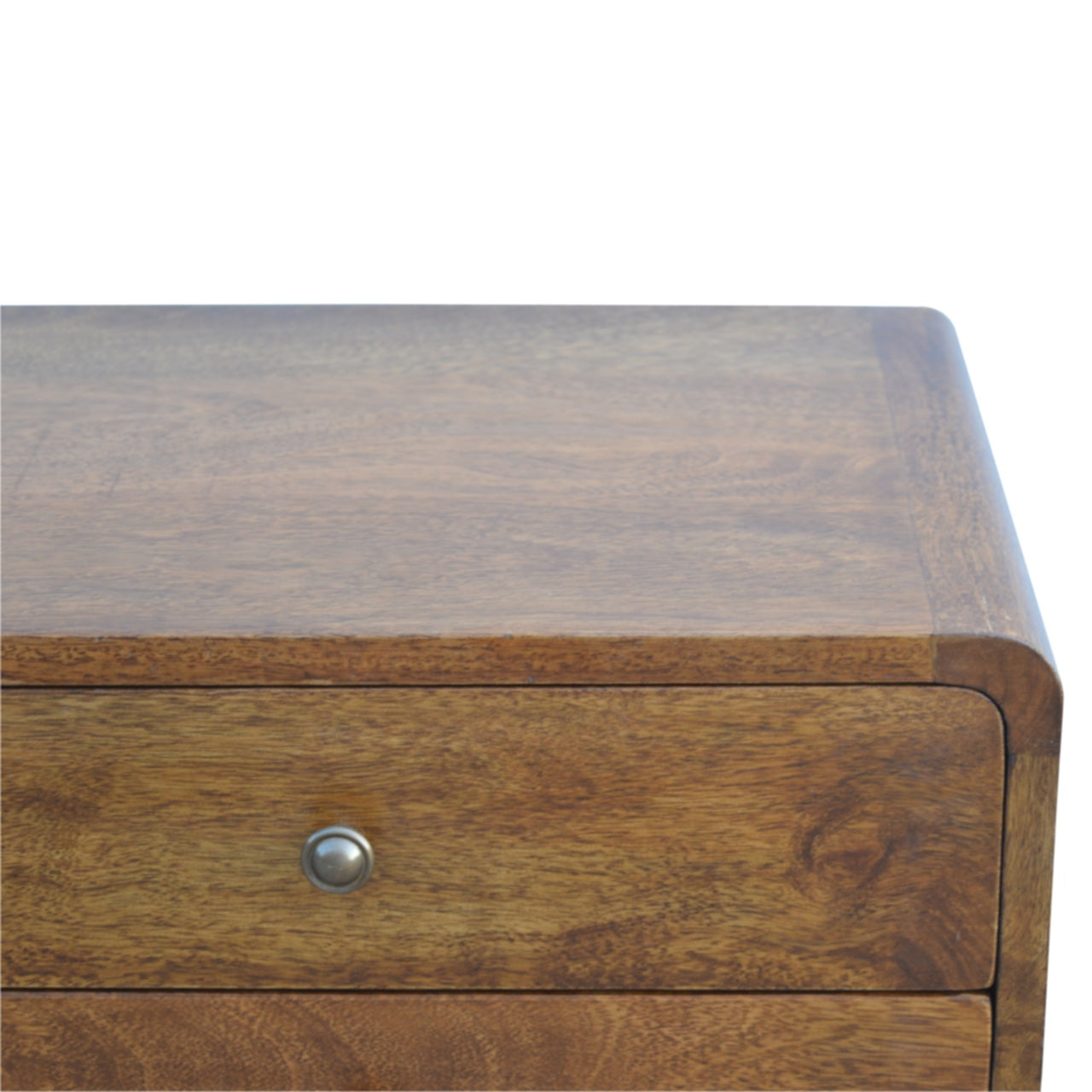 Curved Chestnut Mid Century Bedside Table