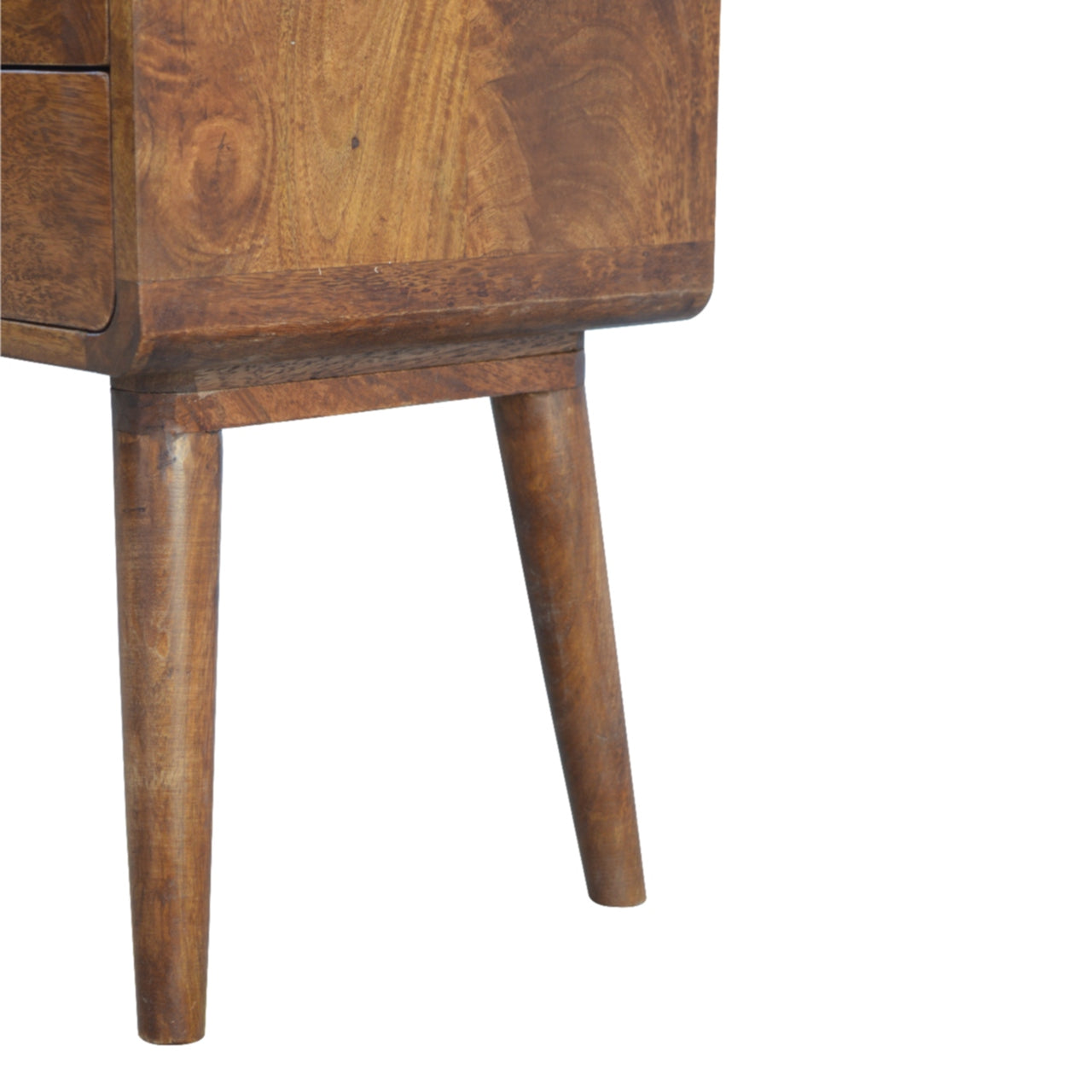 Curved Chestnut Mid Century Bedside Table