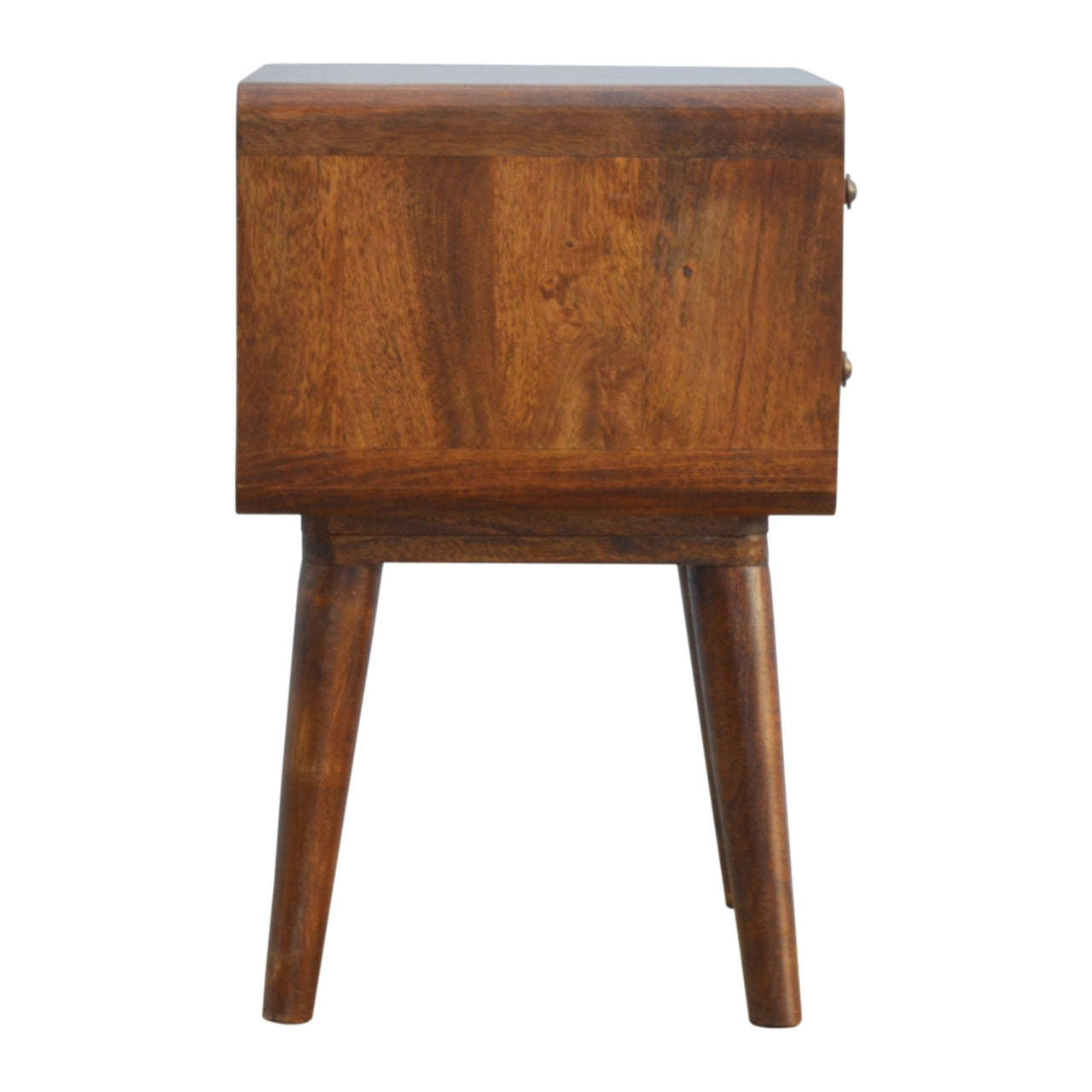 Curved Chestnut Mid Century Bedside Table