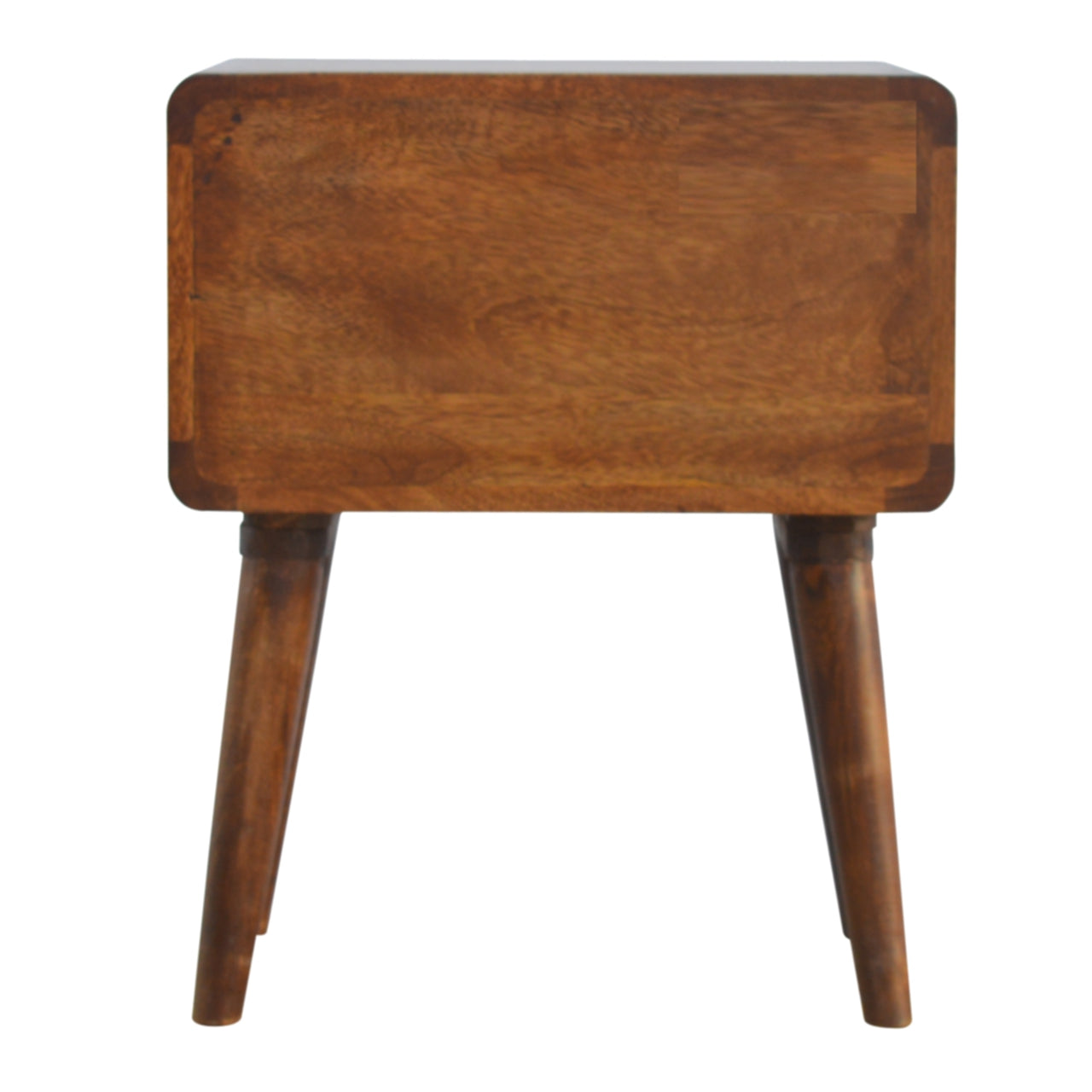 Curved Chestnut Mid Century Bedside Table