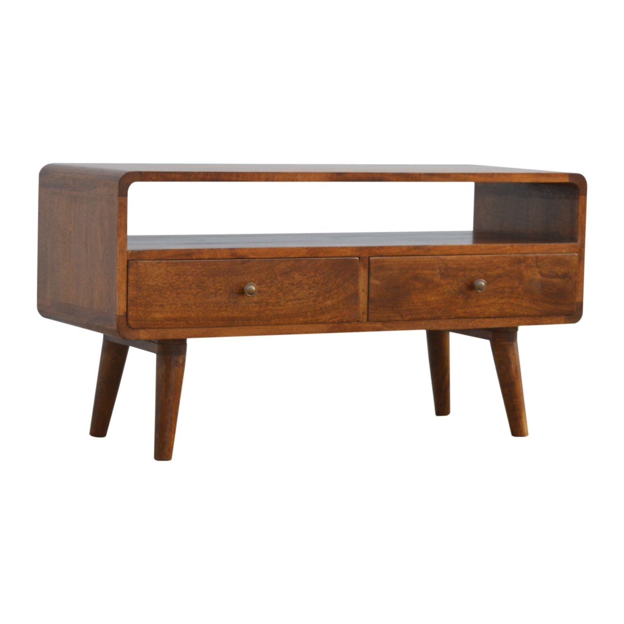 Curved Chestnut Retro Media TV Unit