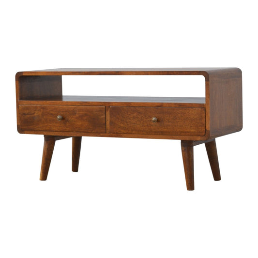 Curved Chestnut Retro Media TV Unit