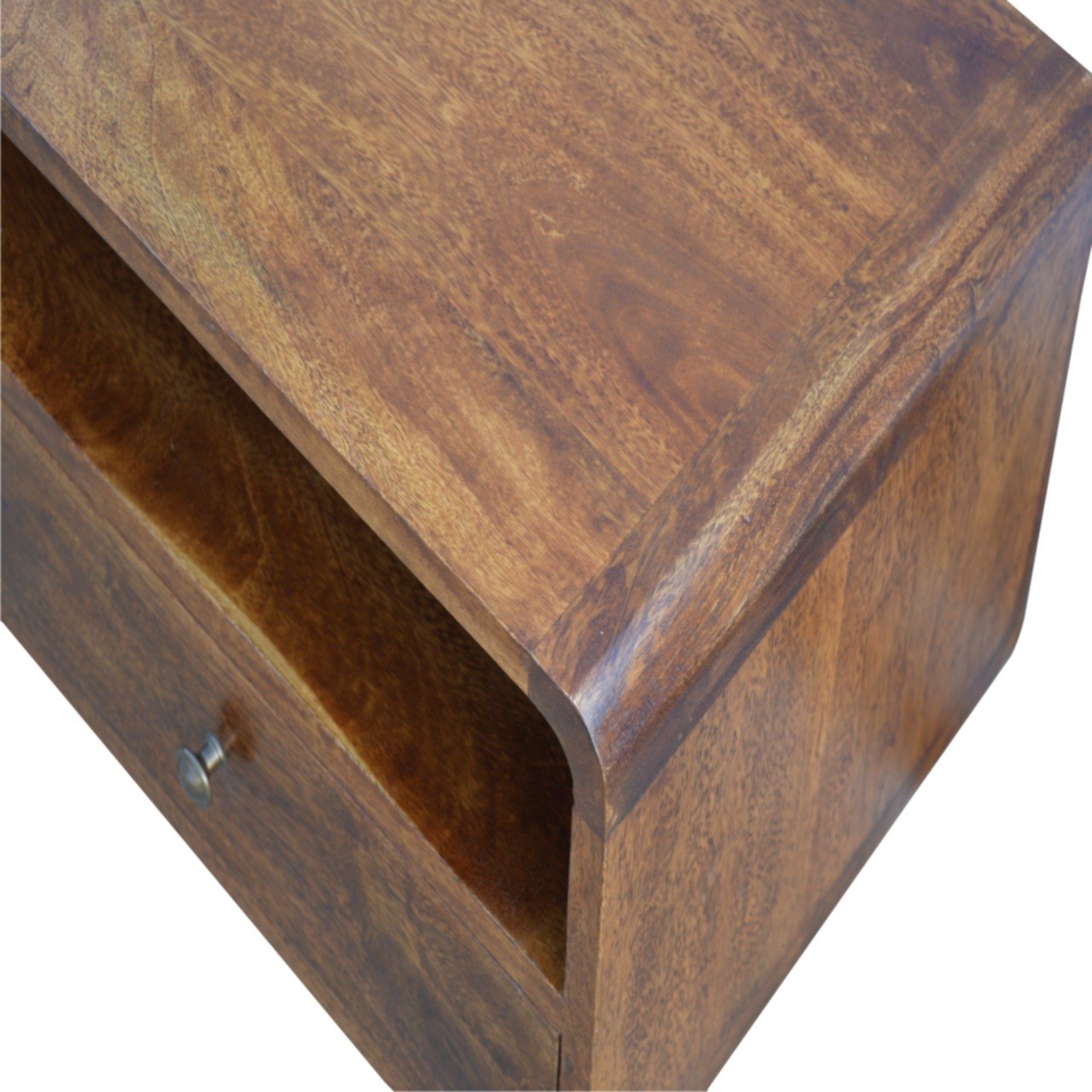 Curved Chestnut Retro Media TV Unit