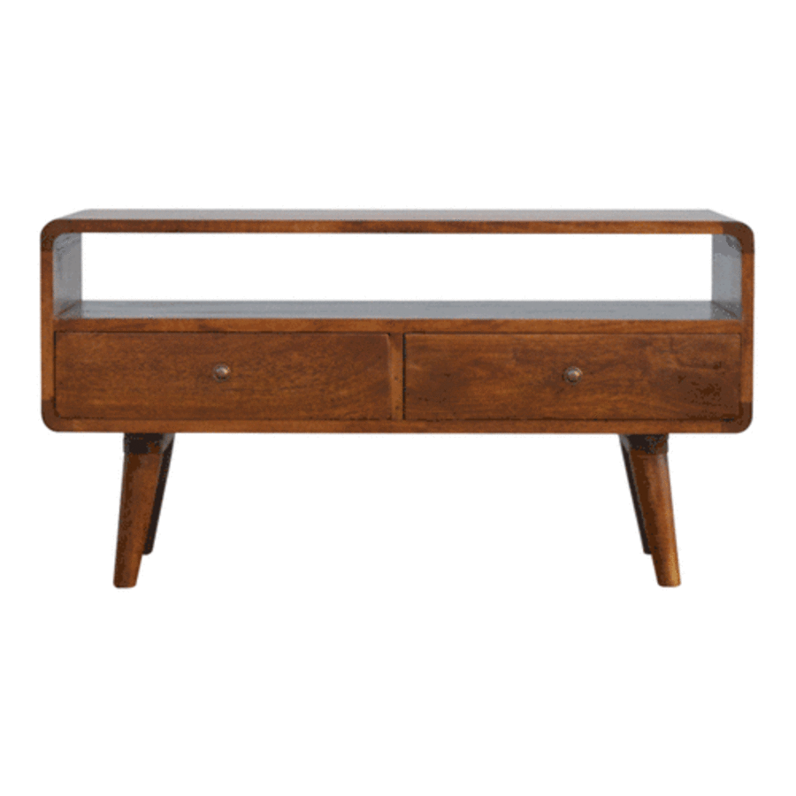 Curved Chestnut Retro Media TV Unit