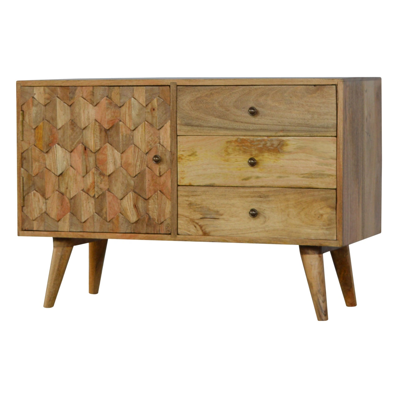 Pineapple Carved Light Wood Sideboard