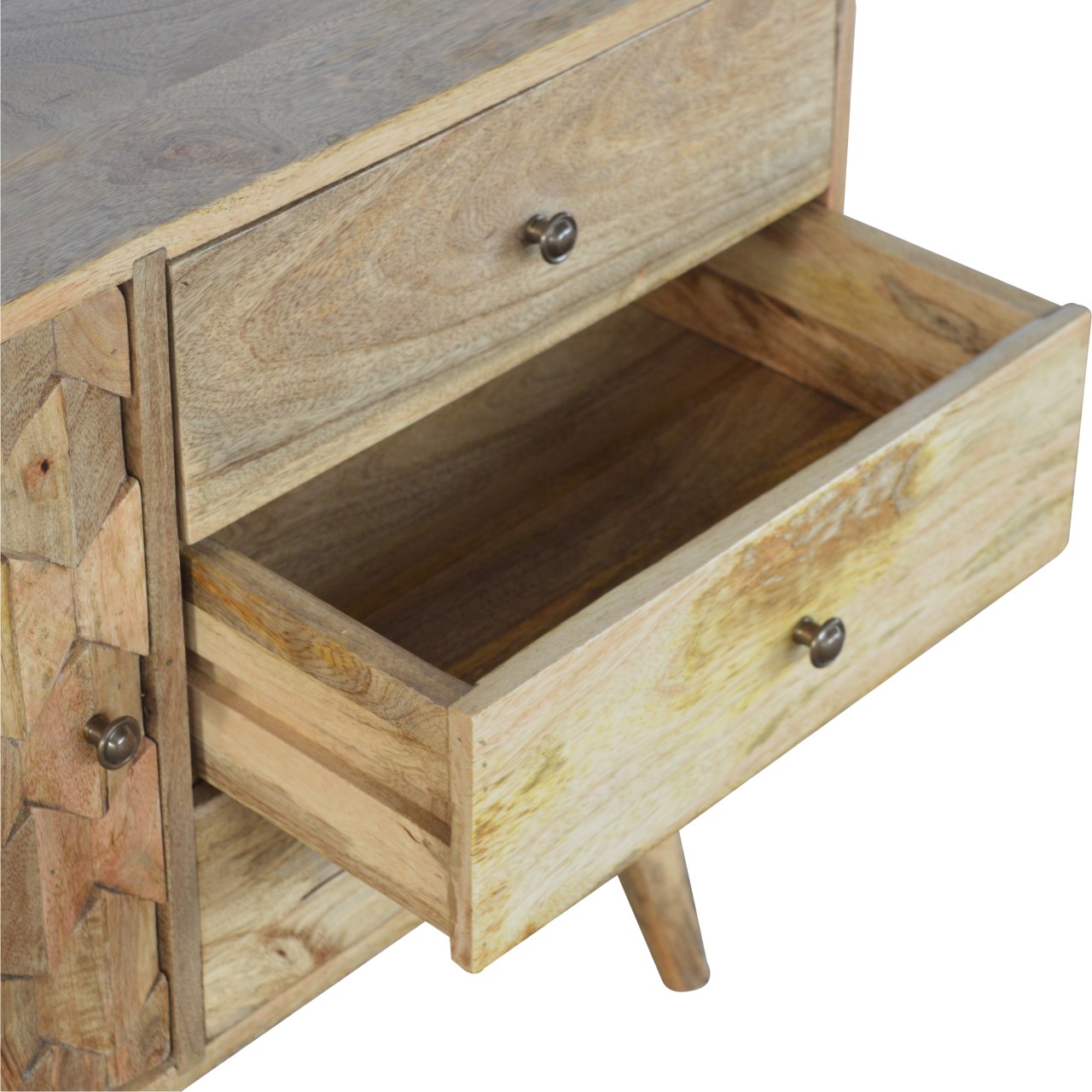 Pineapple Carved Light Wood Sideboard