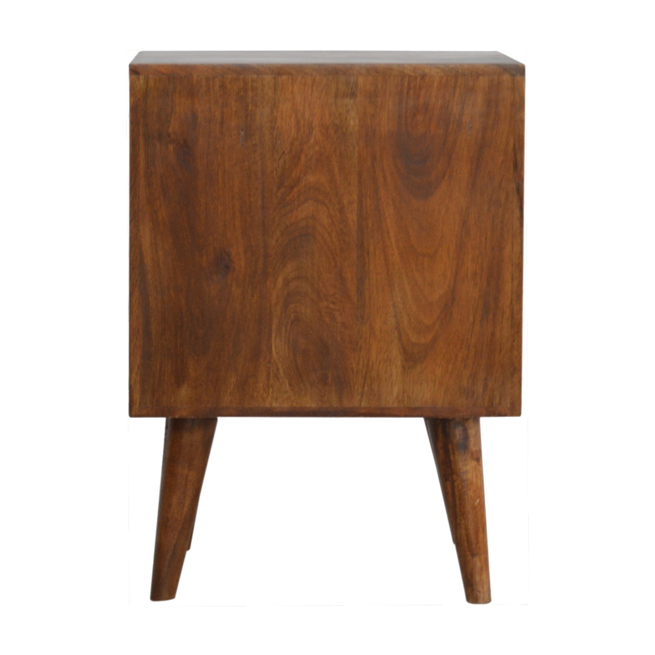 Chestnut Cube Carved Bedside Table