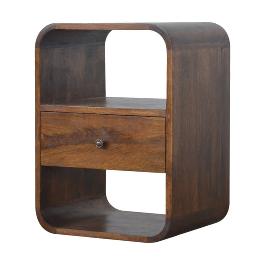 Chestnut Curved Edge Bedside Table