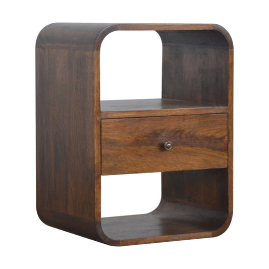 Chestnut Curved Edge Bedside Table