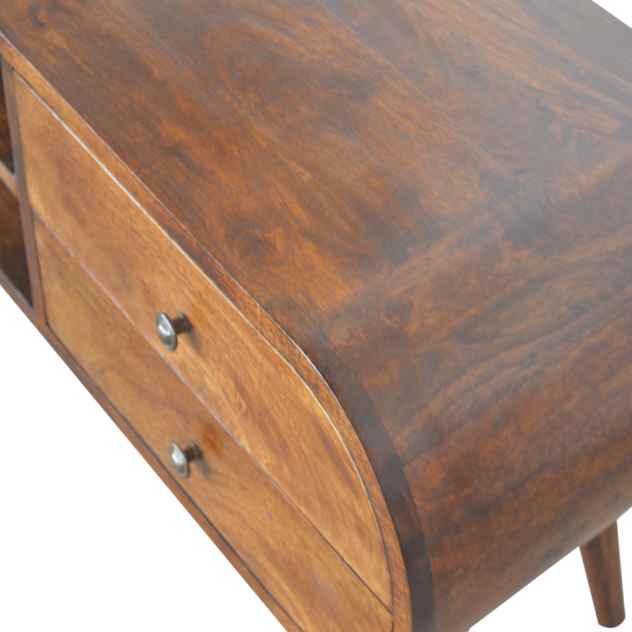 Retro Style Chestnut Circular Media Unit