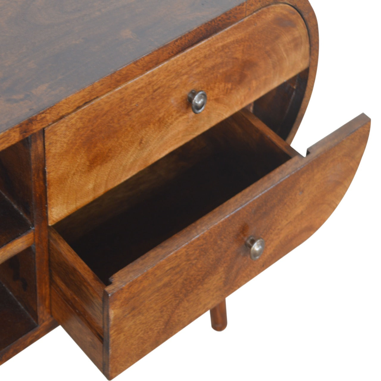 Retro Style Chestnut Circular Media Unit