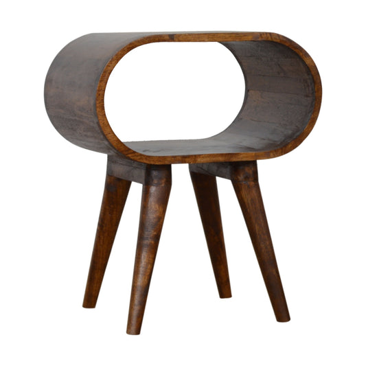 Retro Chestnut Circular Open Bedside Table