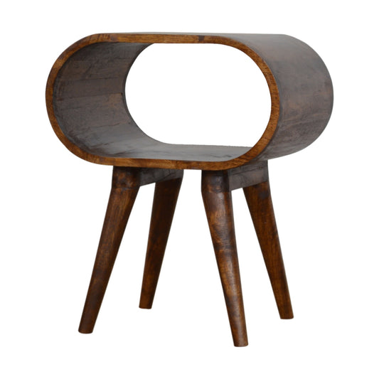 Retro Chestnut Circular Open Bedside Table