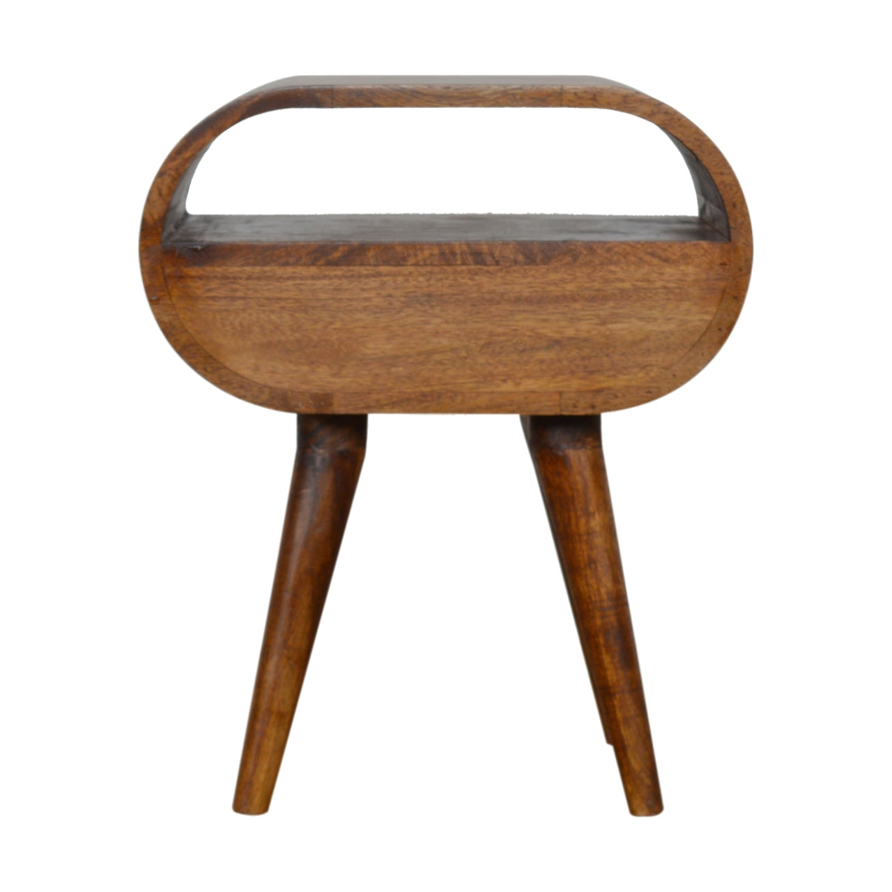 Chestnut Circular Bedside Table with Open Slot