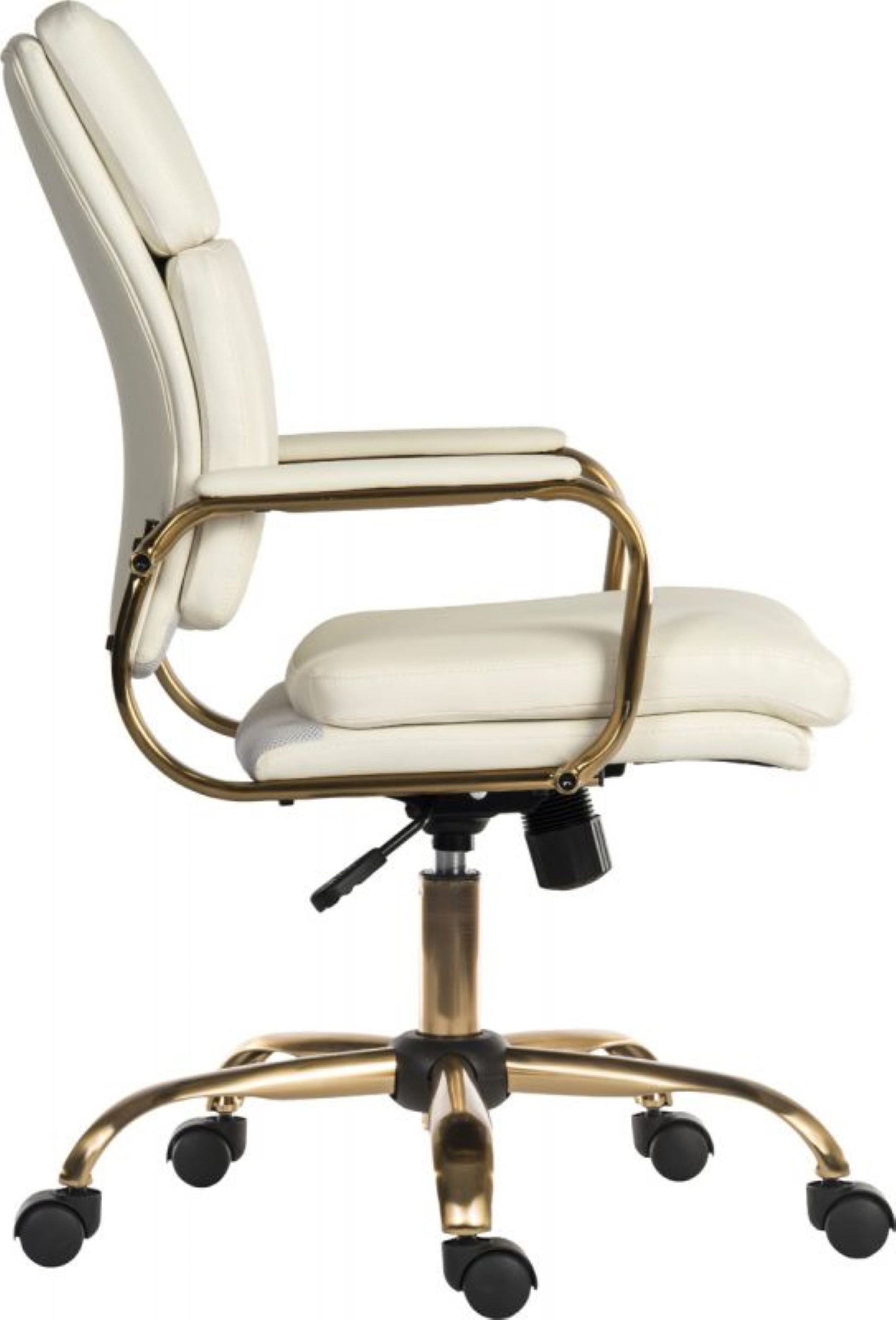 Retro vintage style executive office chair with gold swivel base