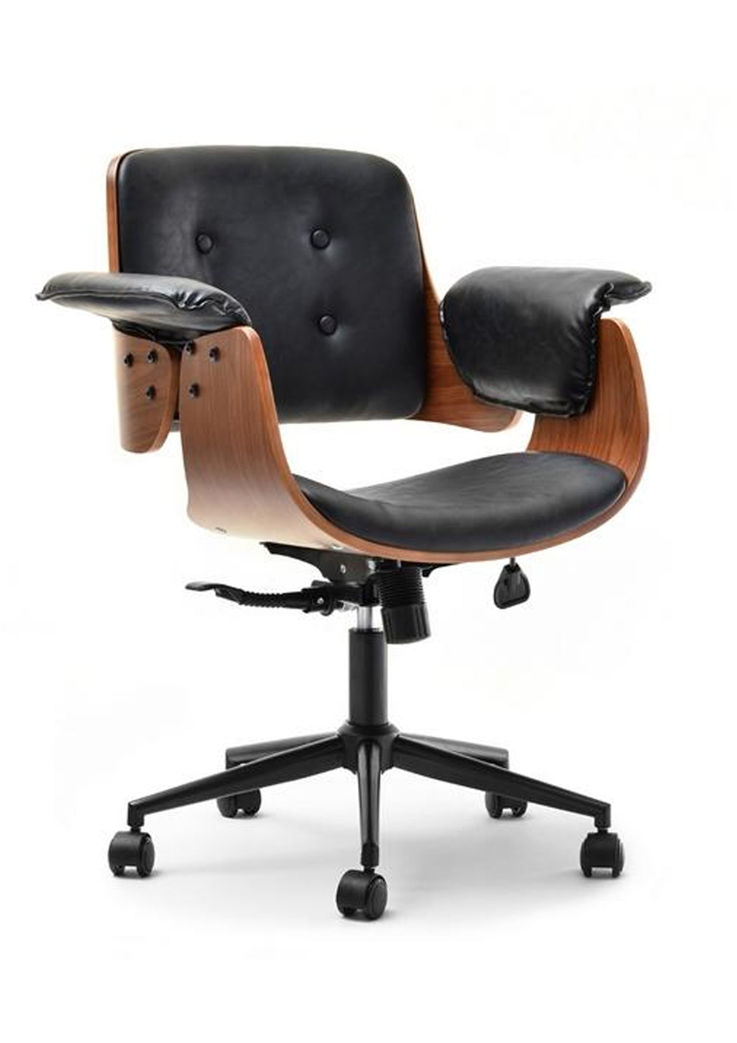 executive leather and wood office chair