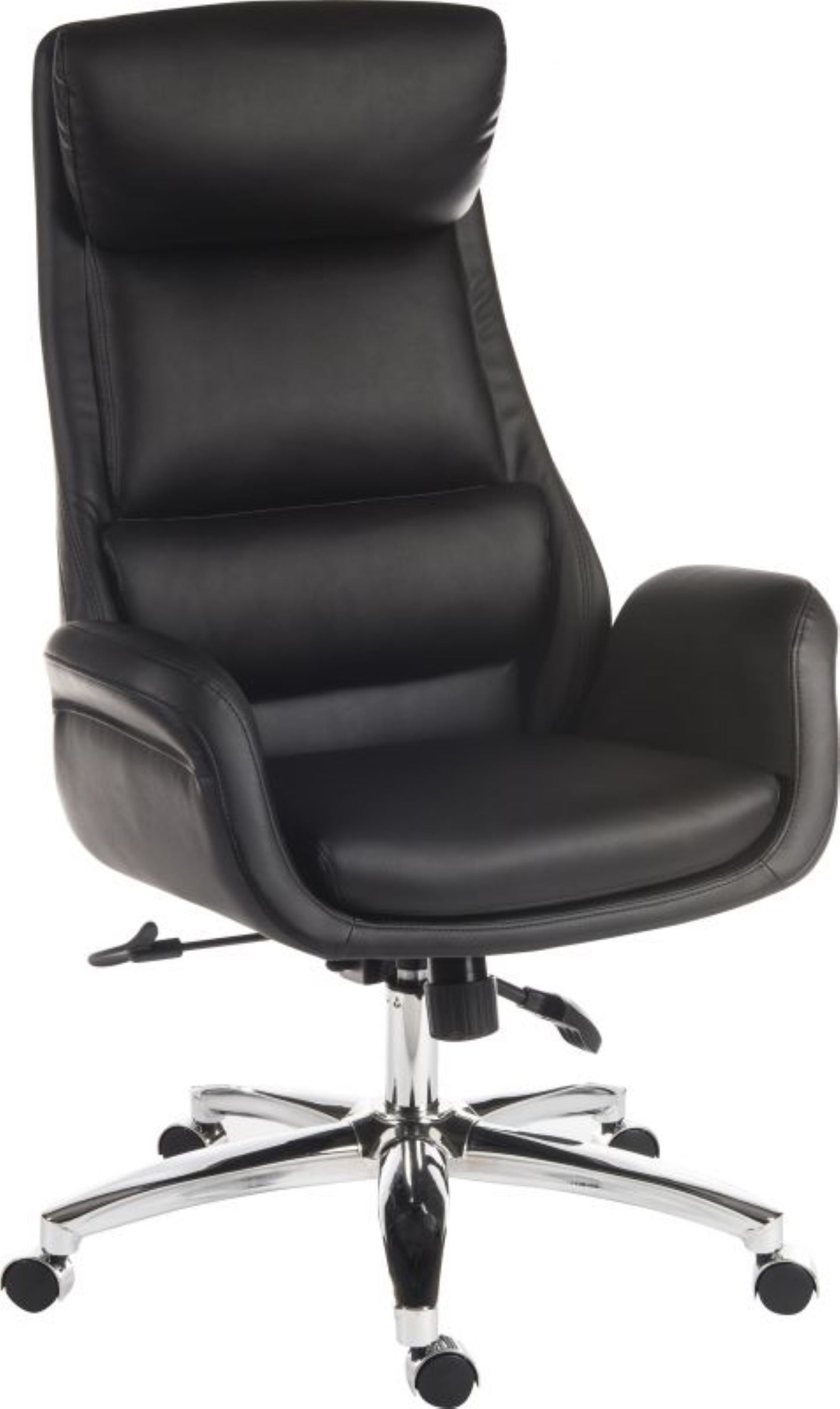 Luxury reclining executive chair in black faux leather