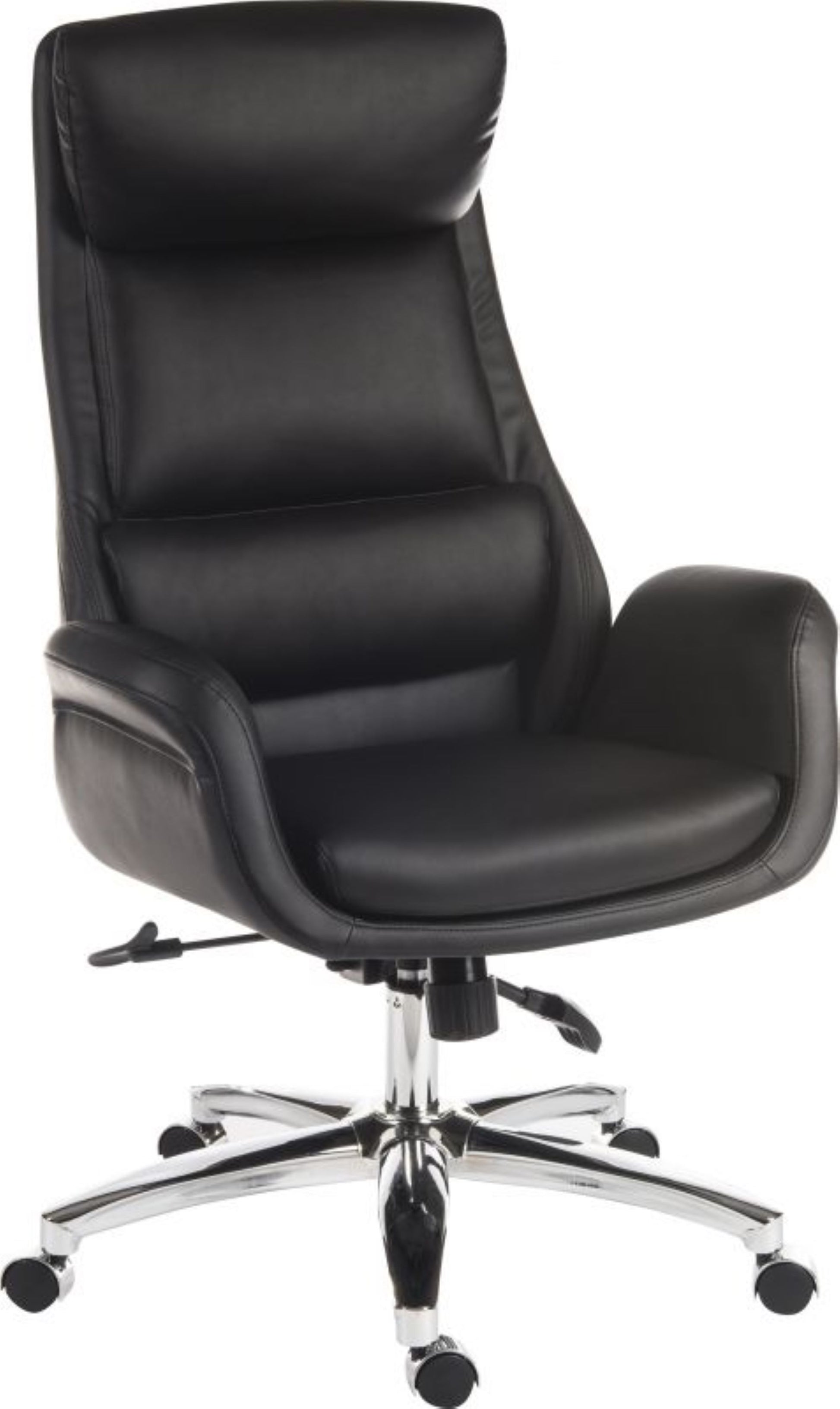 Luxury reclining executive chair in black faux leather