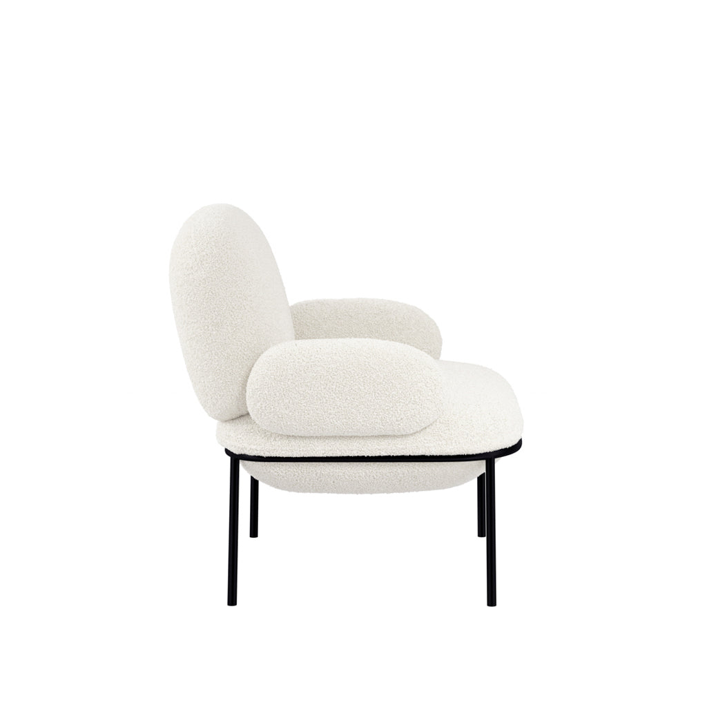 Modern Ivory Boucle Armchair