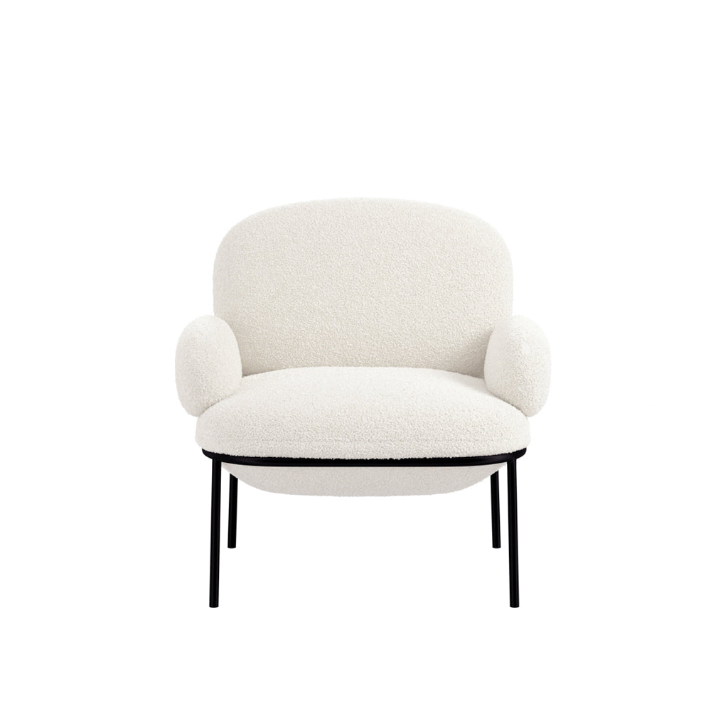 Modern Ivory Boucle Armchair