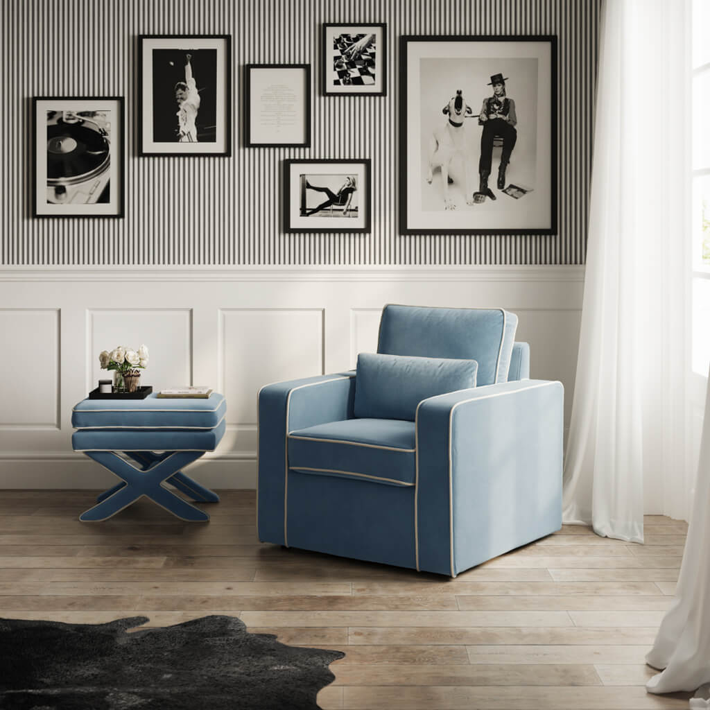 Diego ice blue armchair