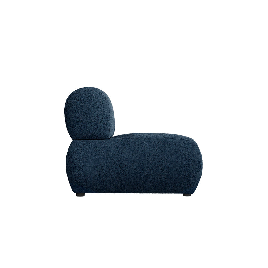 blue boucle armchair