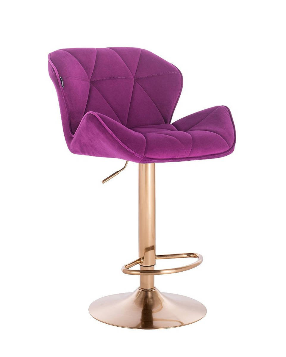 Designer velvet adjustable barstool with gold base - Many colours