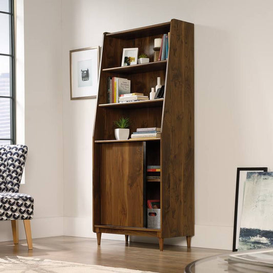 Elegant mid century/ retro style wide bookcase in walnut finish