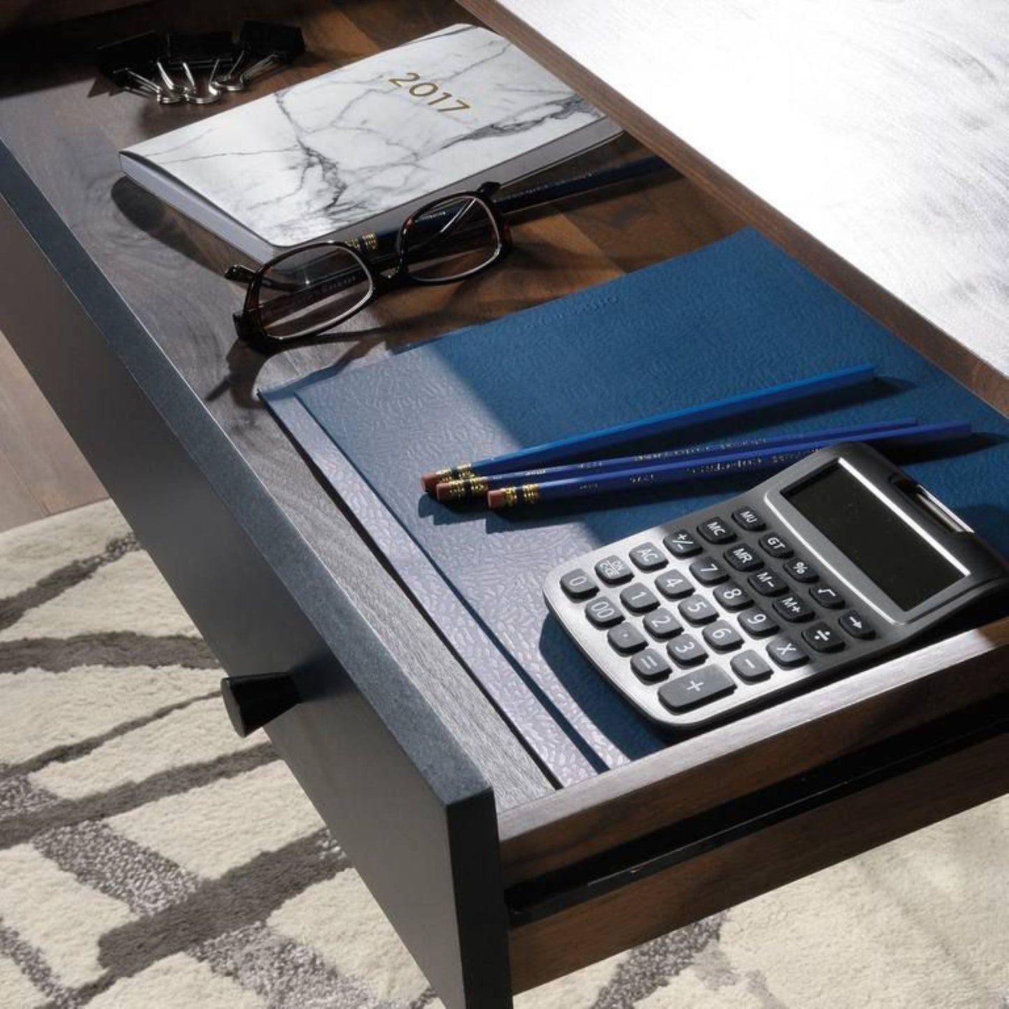 Mid Century style compact desk in Walnut finish- Office desk