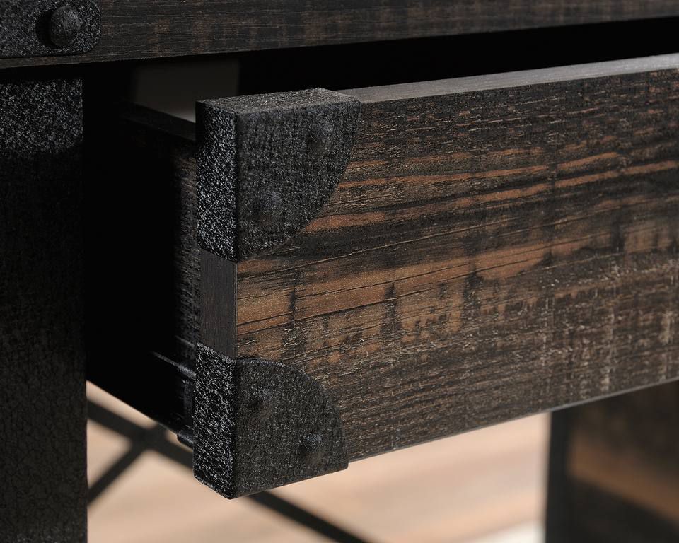 'Wrought Iron' style desk with vintage effect Carbon Oak finish