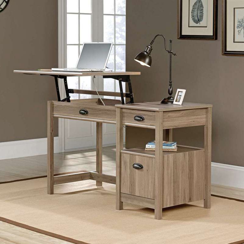 Ergonomic sit/stand desk in Oak finish- home office desk
