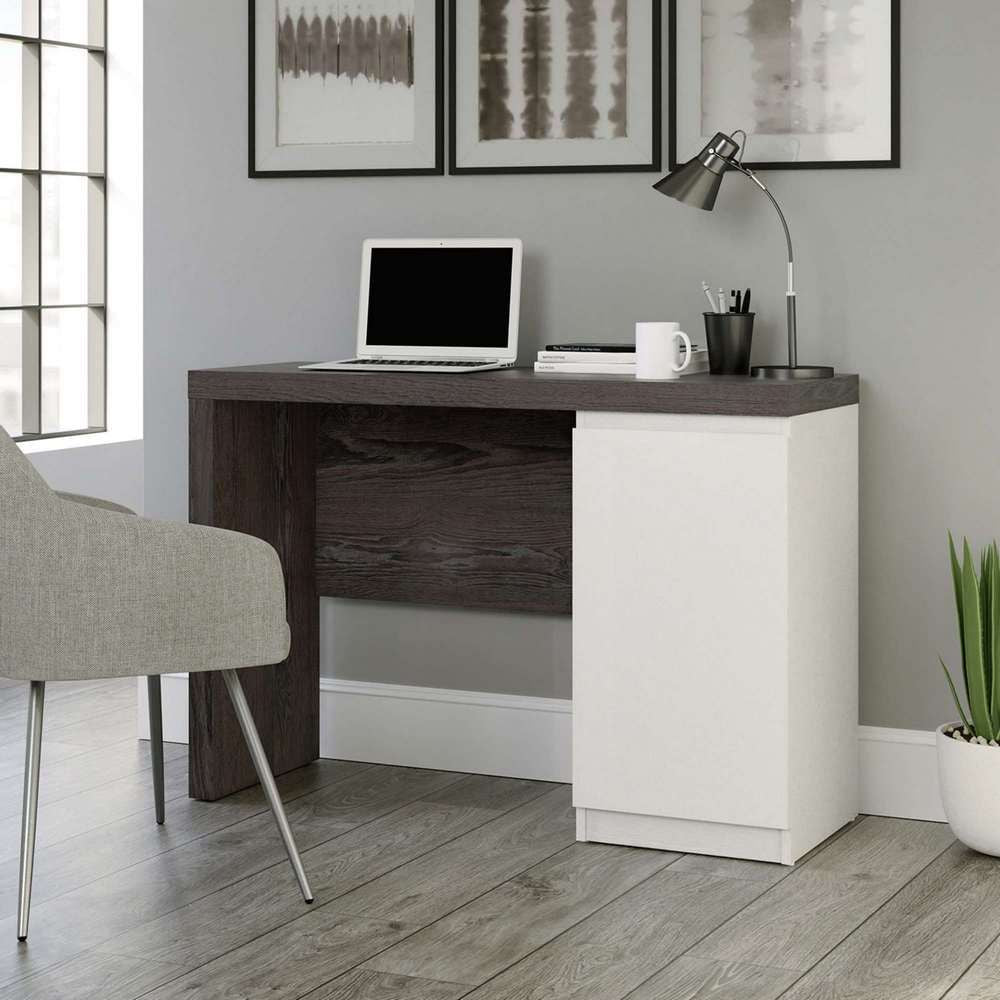 Hudson Chunky Office Desk in Walnut and White Finish 