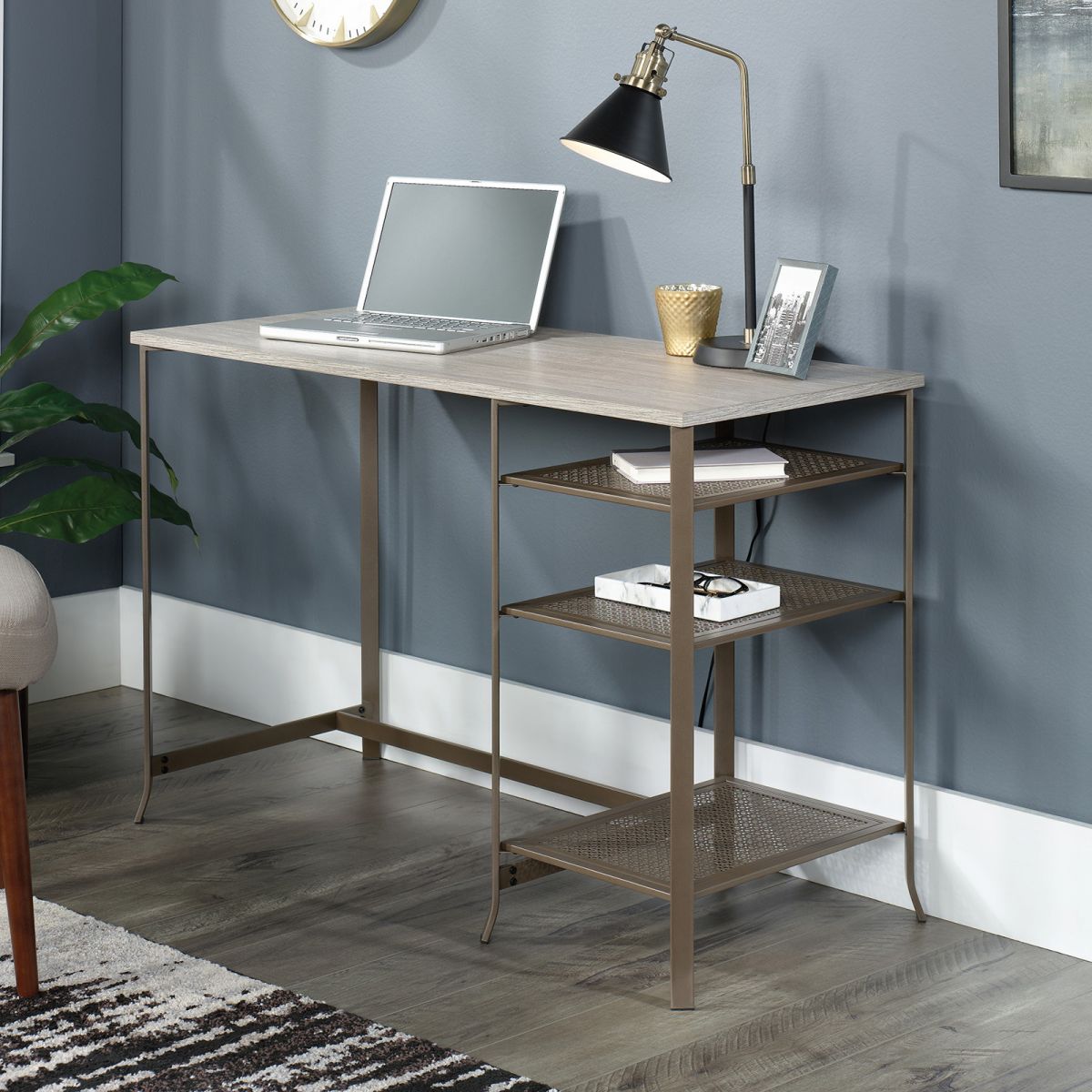 Home office desk in Champagne Oak finish