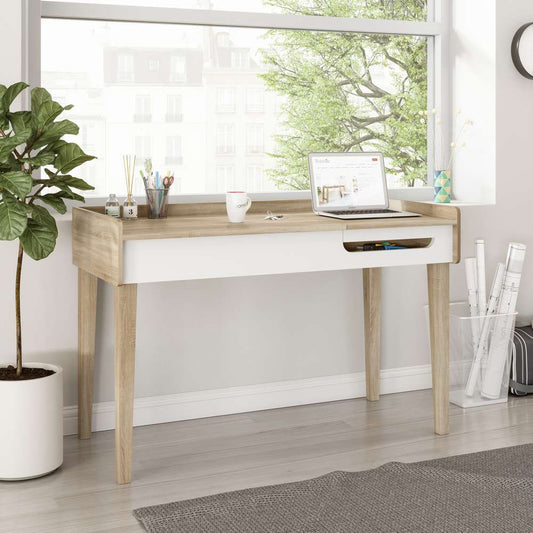 Oka Effect Scandi Office Desk With White Accents