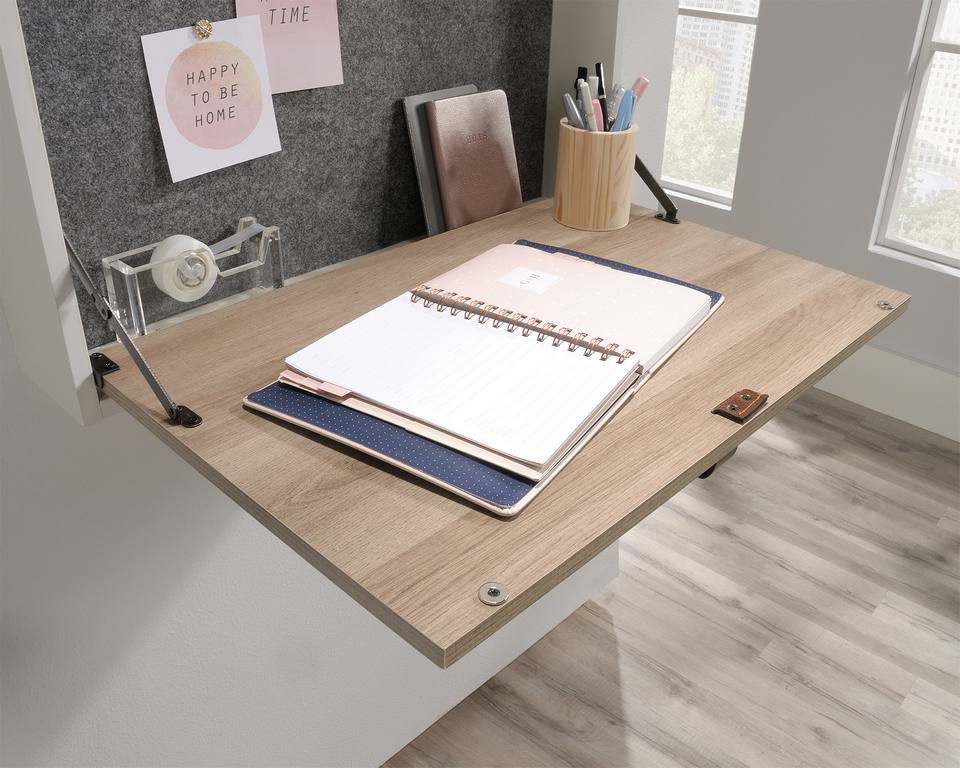 Scandinavian Style wall desk in white finish with Oak accent
