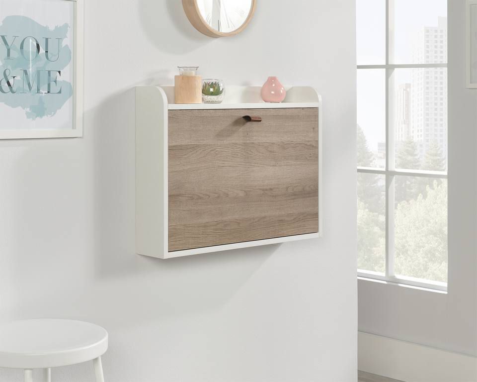 Scandinavian Style wall desk in white finish with Oak accent
