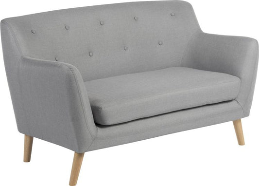 Grey Scandi Style Buttoned Two Seater Sofa