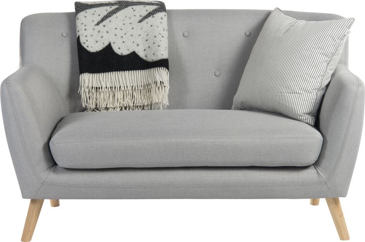 Grey Scandi Style Buttoned Two Seater Sofa