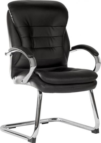 GOLIATH LIGHT VISITOR RECEPTION CHAIR IN BLACK LEATHER