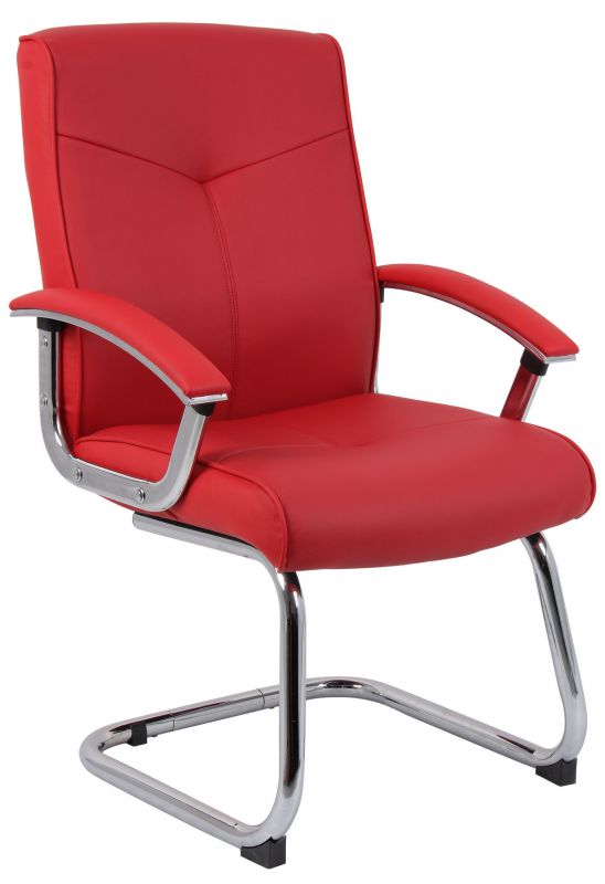 Contemporary red leather faced reception chair