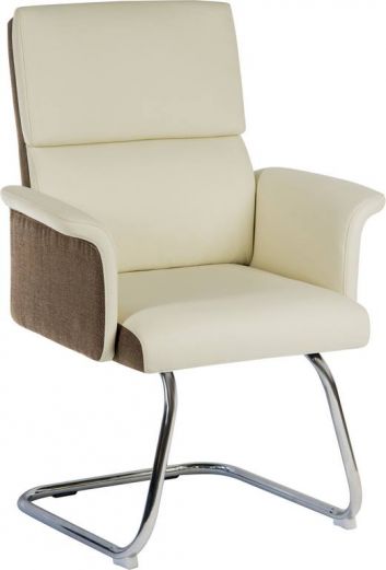 Elegance Gull wing armed medium back visitor chair in Cream Leather