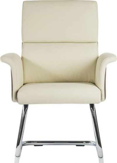 Elegance Gull wing armed medium back visitor chair in Cream Leather