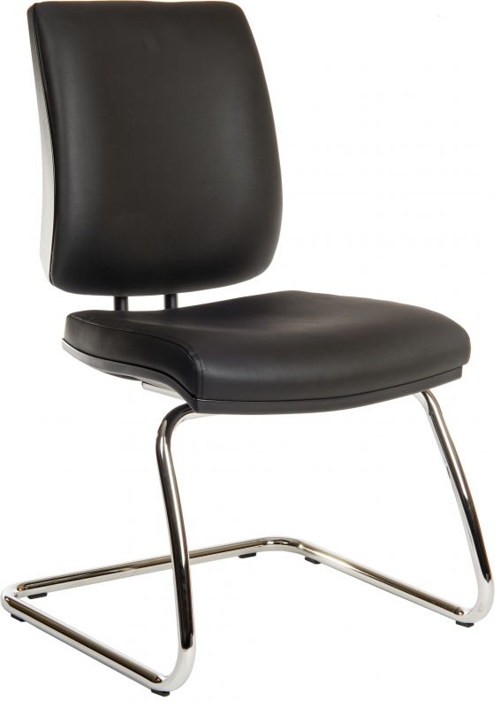 Copy of Deluxe fabric visitor reception chair in Black Faux Leather