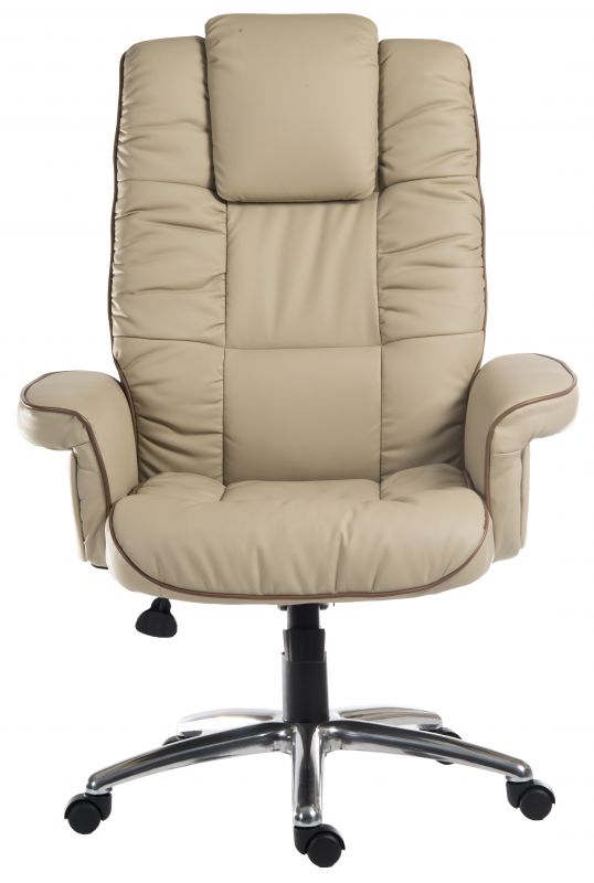 Luxury cream bonded leather executive office armchair