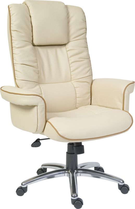 Luxury cream bonded leather executive office armchair