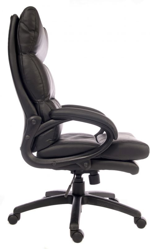 High Back Executive Luxury leather look Office Chair with deep padded cushions in faux leather - Black