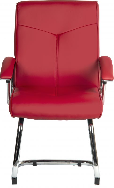 Contemporary red leather faced reception chair